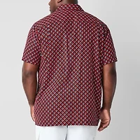 Shaquille O'Neal XLG Linen Cotton Mens Short Sleeve Regular Fit Big and Tall Button-Down Shirt