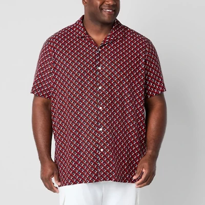 Shaquille O'Neal XLG Linen Cotton Mens Short Sleeve Regular Fit Big and Tall Button-Down Shirt