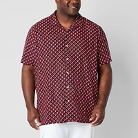 Shaquille O'Neal XLG Linen Cotton Mens Short Sleeve Regular Fit Big and Tall Button-Down Shirt
