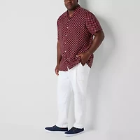 Shaquille O'Neal XLG Linen Cotton Mens Short Sleeve Regular Fit Big and Tall Button-Down Shirt
