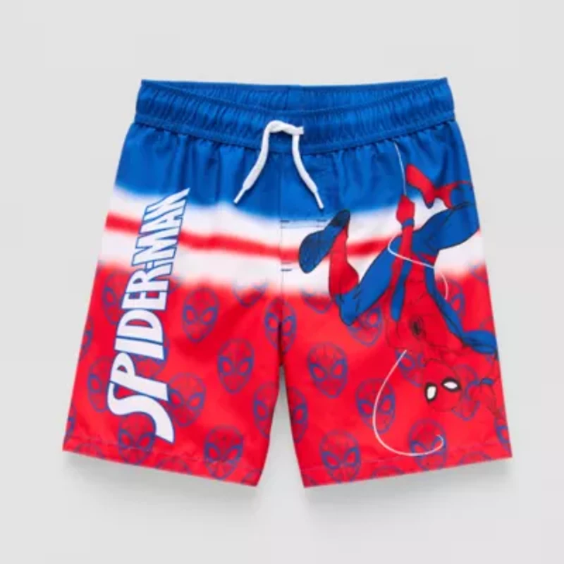 Disney Collection Little & Big Kid Boys Spiderman Swim Trunks