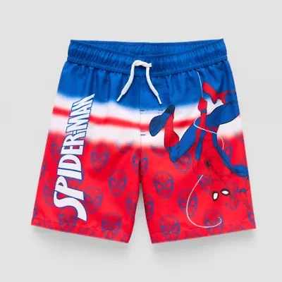 Disney Collection Little & Big Kid Boys Spiderman Swim Trunks