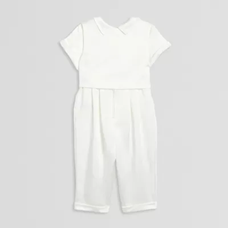 Mia & Mimi Christening Baby Boys Short Sleeve 3-pc. Romper