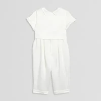 Mia & Mimi Christening Baby Boys Short Sleeve 3-pc. Romper