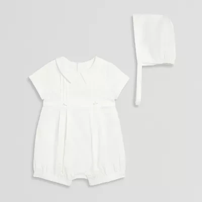 Mia & Mimi Christening Baby Boys Short Sleeve 2-pc. Romper
