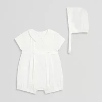 Mia & Mimi Christening Baby Boys Short Sleeve 2-pc. Romper