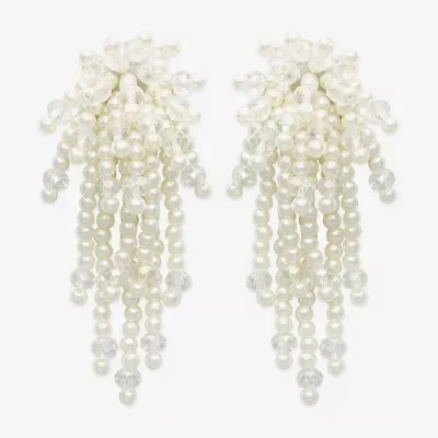 Bijoux Bar Womens Simulated Pearl Drop Earrings