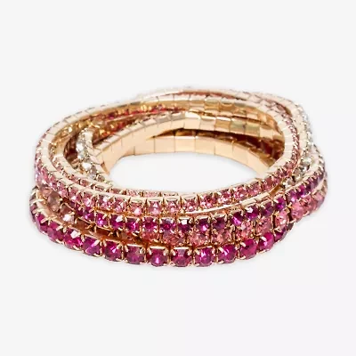 Bijoux Bar Gold Tone Womens 7-pc. Multi Color Glass Bracelet Set