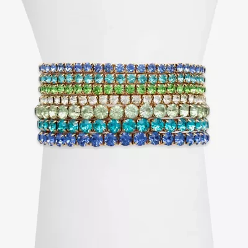 Bijoux Bar Gold Tone Womens 7-pc. Multi Color Glass Bracelet Set