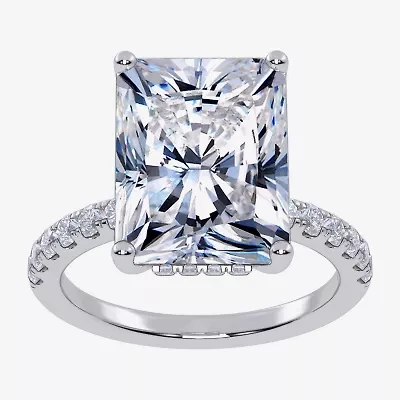 (F-G /Vs2-Si1) Womens 4 1/2 CT. T.W. Lab Grown White Diamond 14K Gold Rectangular Side Stone Engagement Ring