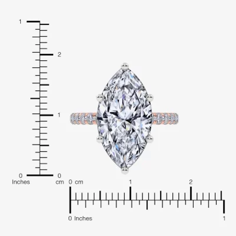 (F-G /Vs2-Si1) Womens 4 1/2 CT. T.W. Lab Grown White Diamond 14K Gold Marquise Side Stone Engagement Ring