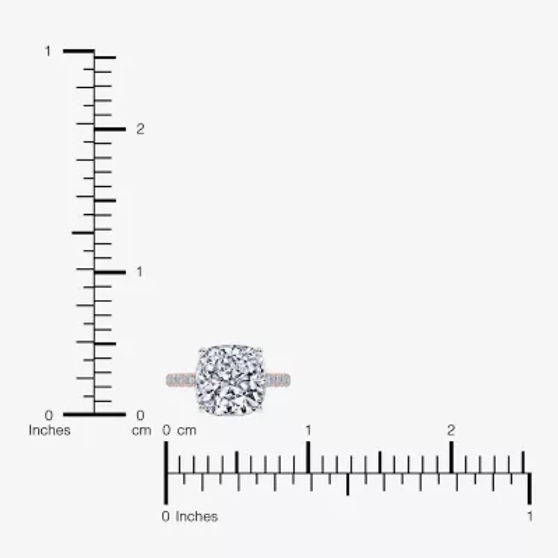 F-G /Vs2-Si1) Womens 4 1/2 CT. T.W. Lab Grown White Diamond 14K Gold Cushion Side Stone Engagement Ring