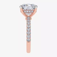 F-G /Vs2-Si1) Womens 4 1/2 CT. T.W. Lab Grown White Diamond 14K Gold Cushion Side Stone Engagement Ring