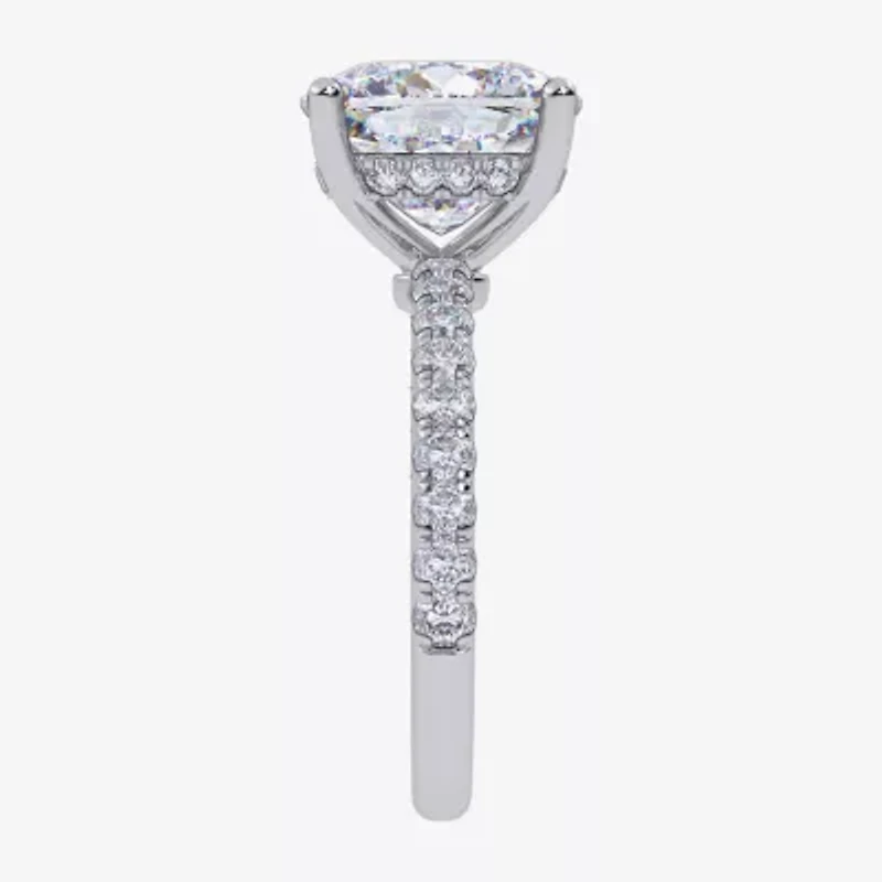 (F-G /Vs2-Si1) Womens 2 1/4 CT. T.W. Lab Grown White Diamond 14K Gold Cushion Side Stone Engagement Ring