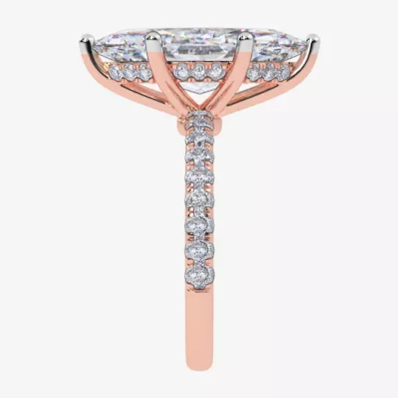 (F-G /Vs2-Si1) Womens 3 1/2 CT. T.W Lab Grown White Diamond 14K Gold Marquise Side Stone Engagement Ring