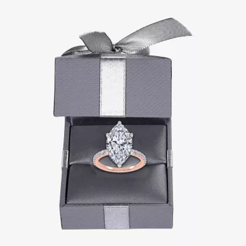 (F-G /Vs2-Si1) Womens 3 1/2 CT. T.W Lab Grown White Diamond 14K Gold Marquise Side Stone Engagement Ring