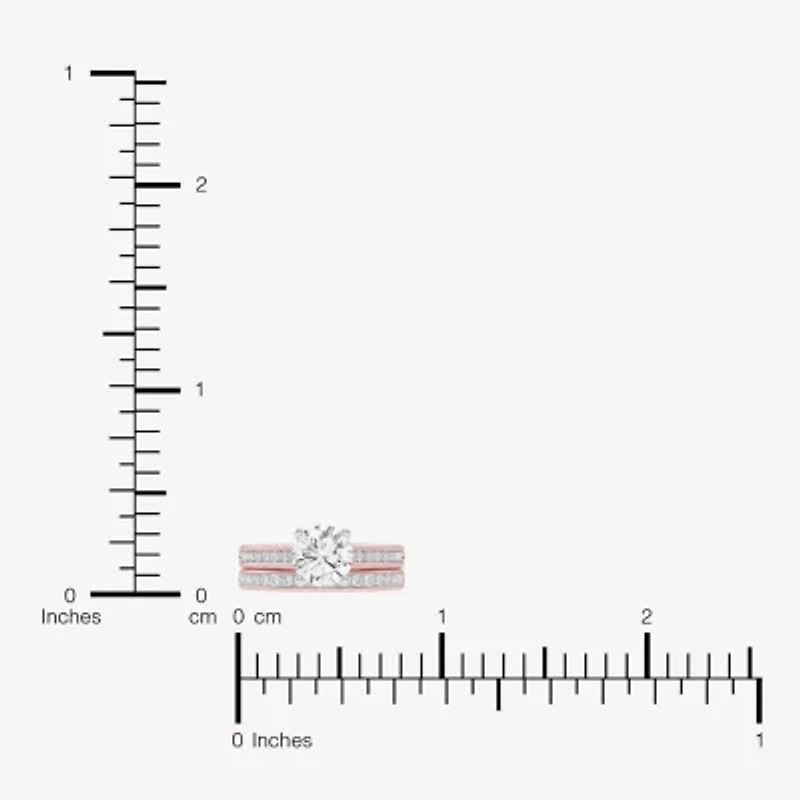 F-G /Vs2-Si1) Womens 2 1/2 CT. T.W. Lab Grown White Diamond 10K Gold Round Side Stone Bridal Set