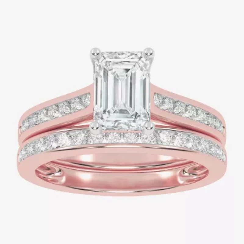 F-G /Vs2-Si1) Womens 2 1/2 CT. T.W. Lab Grown White Diamond 10K Gold Side Stone Bridal Set