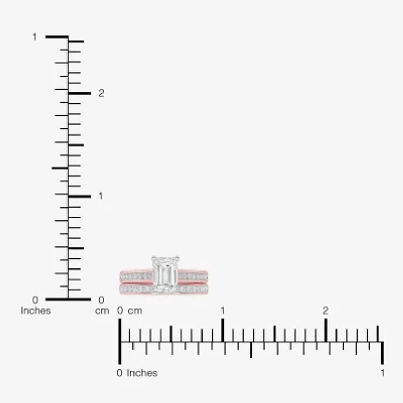 F-G /Vs2-Si1) Womens 2 1/2 CT. T.W. Lab Grown White Diamond 10K Gold Side Stone Bridal Set