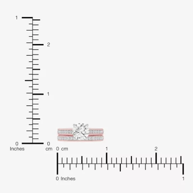 (F-G /Vs2-Si1) Womens 3 1/2 CT. T.W Lab Grown White Diamond 10K Gold Round Side Stone Bridal Set