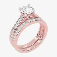 (F-G /Vs2-Si1) Womens 3 1/2 CT. T.W Lab Grown White Diamond 10K Gold Round Side Stone Bridal Set