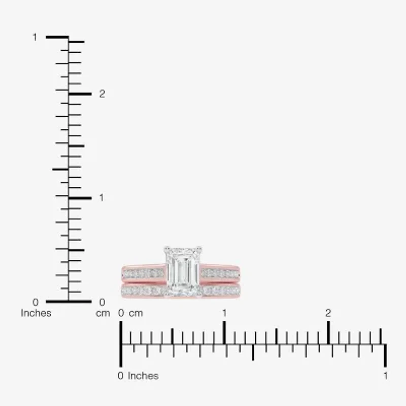 (F-G /Vs2-Si1) Womens 5 1/2 CT. T.W. Lab Grown White Diamond 10K Gold Side Stone Bridal Set