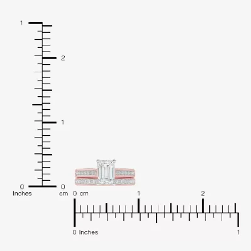 (F-G /Vs2-Si1) Womens 3 1/2 CT. T.W Lab Grown White Diamond 10K Gold Side Stone Bridal Set