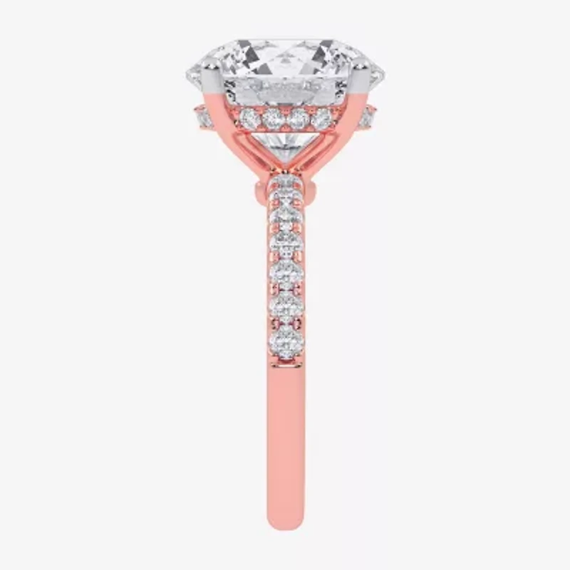 F-G /Vs2-Si1) Womens 1/2 Ct. T.W. Lab Grown White Diamond 14K Gold Round Side Stone Engagement Ring