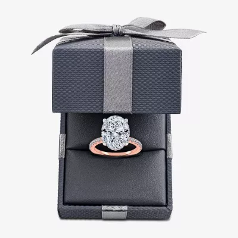 F-G /Vs2-Si1) Womens 1/2 Ct. T.W. Lab Grown White Diamond 14K Gold Oval Side Stone Engagement Ring