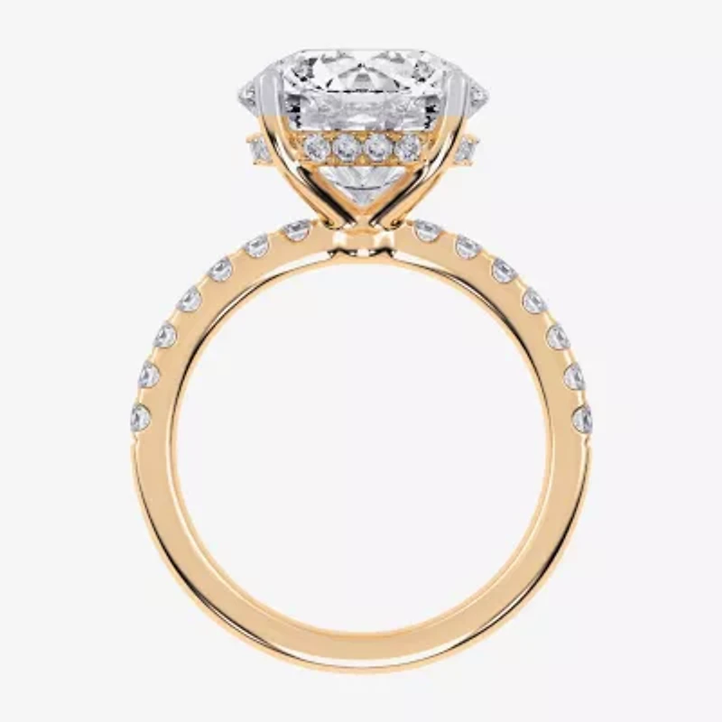 (F-G /Vs2-Si1) Womens 8 1/2 Ct. T.W. Lab Grown White Diamond 14K Gold Round Side Stone Engagement Ring
