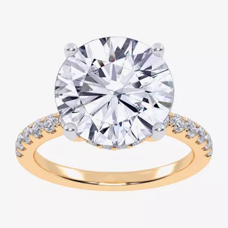 (F-G /Vs2-Si1) Womens 8 1/2 Ct. T.W. Lab Grown White Diamond 14K Gold Round Side Stone Engagement Ring