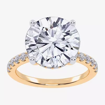 (F-G /Vs2-Si1) Womens 8 1/2 Ct. T.W. Lab Grown White Diamond 14K Gold Round Side Stone Engagement Ring