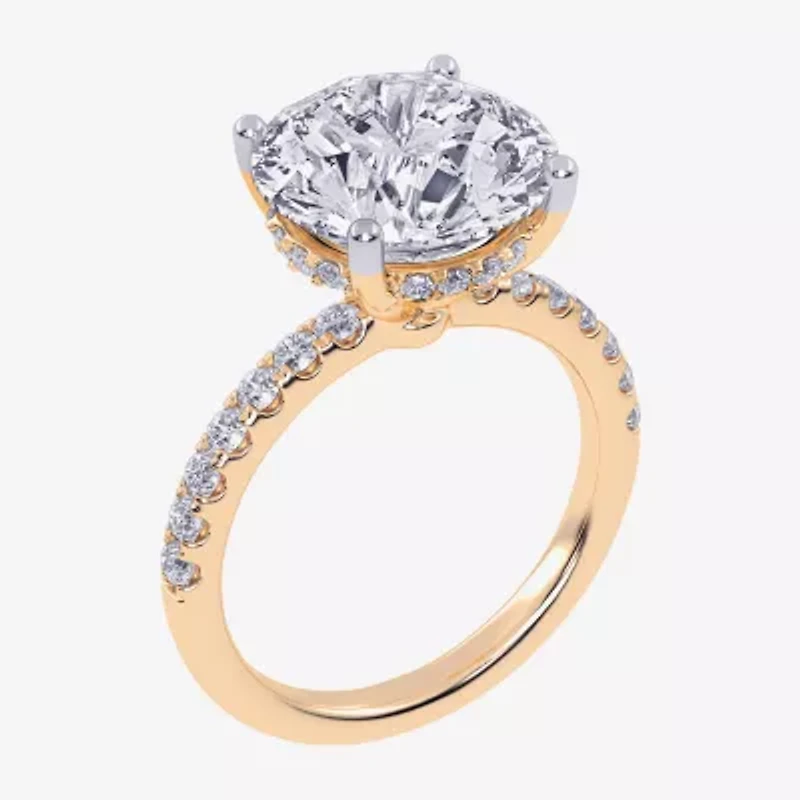 (F-G /Vs2-Si1) Womens 8 1/2 Ct. T.W. Lab Grown White Diamond 14K Gold Round Side Stone Engagement Ring