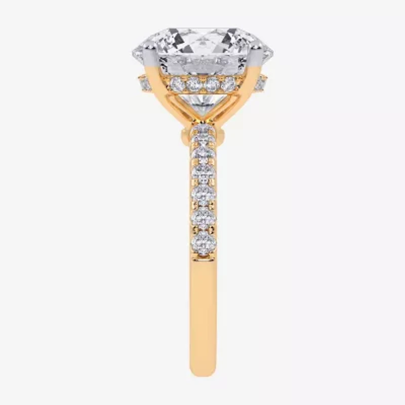 (F-G /Vs2-Si1) Womens 8 1/2 Ct. T.W. Lab Grown White Diamond 14K Gold Round Side Stone Engagement Ring