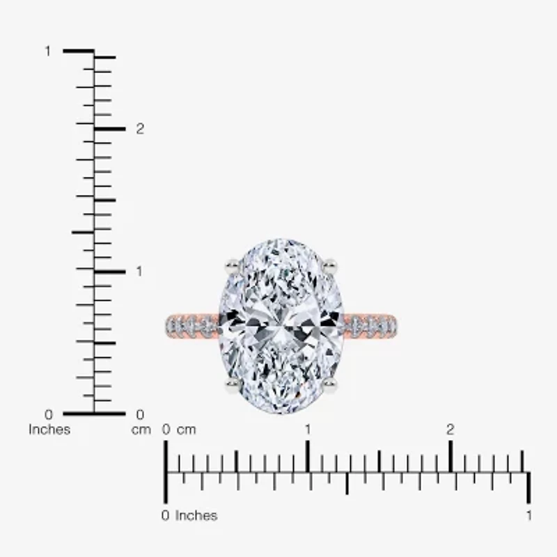 (F-G /Vs2-Si1) Womens 8 1/2 Ct. T.W. Lab Grown White Diamond 14K Gold Oval Side Stone Engagement Ring