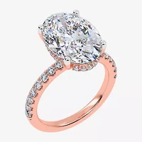 (F-G /Vs2-Si1) Womens 8 1/2 Ct. T.W. Lab Grown White Diamond 14K Gold Oval Side Stone Engagement Ring