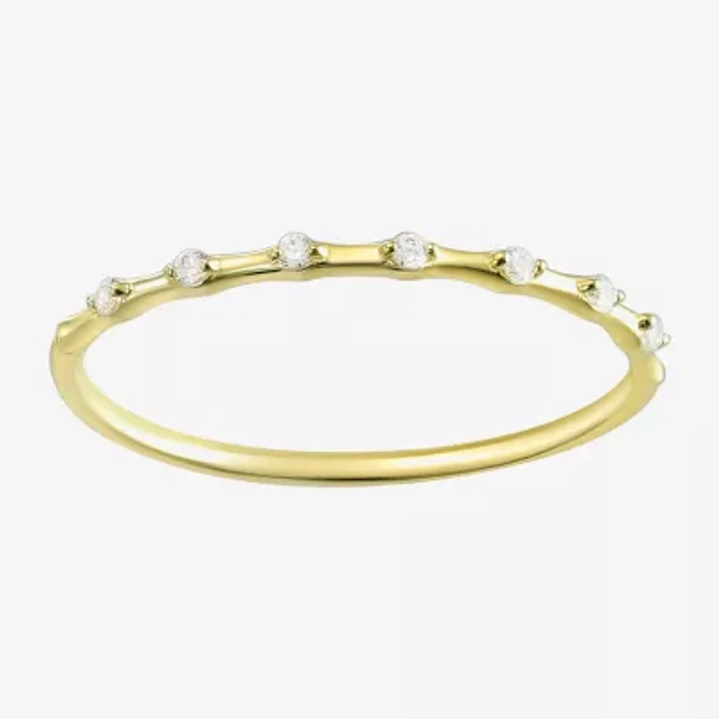 Gold Addiction Womens White Cubic Zirconia 10K Gold Stackable Ring