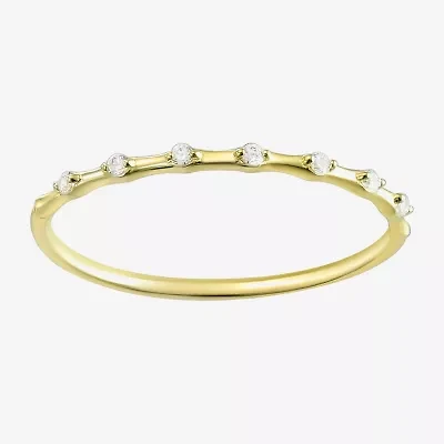 Gold Addiction Womens White Cubic Zirconia 10K Gold Stackable Ring
