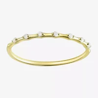 Gold Addiction Womens White Cubic Zirconia 10K Gold Stackable Ring