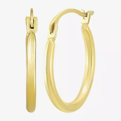 Womens 10K Gold 15mm Round Hoop Earrings