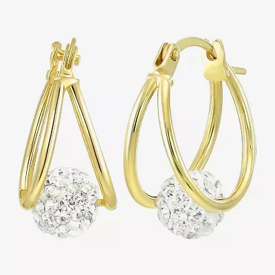 Womens White 10K Gold 15mm Round Hoop Earrings
