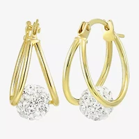 Womens White 10K Gold 15mm Round Hoop Earrings