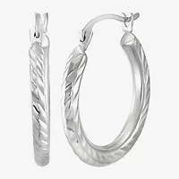 Womens 10K White Gold 18mm Round Hoop Earrings
