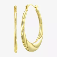 Womens 14K Gold Oval Hoop Earrings