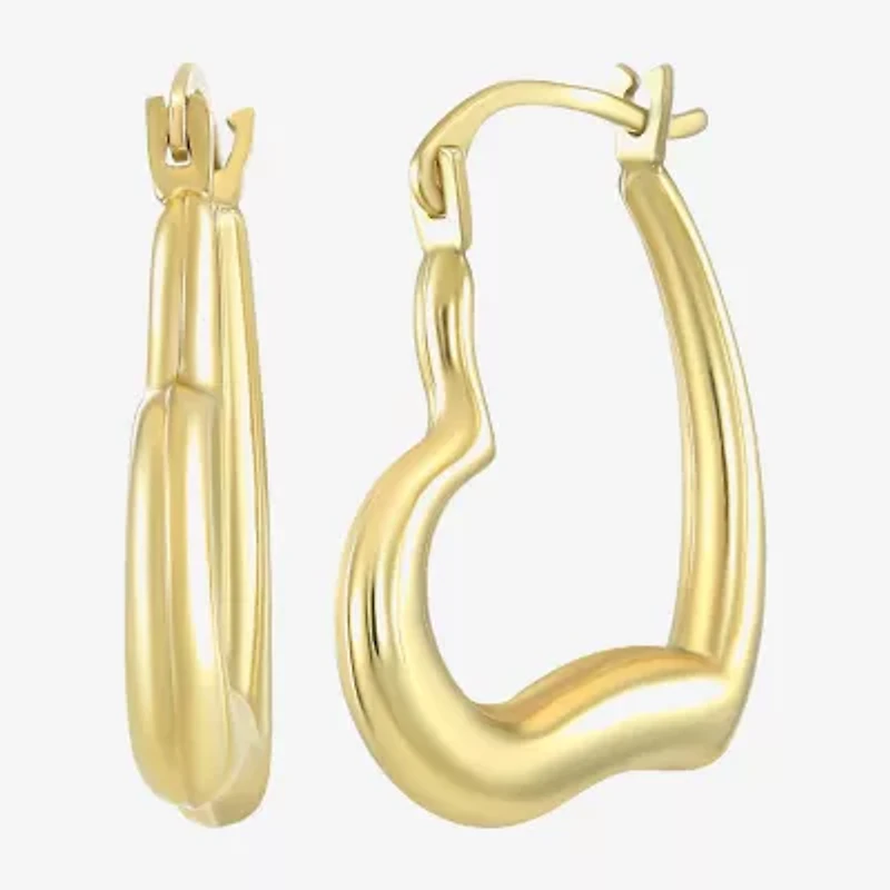 Womens 14K Gold 19mm Heart Hoop Earrings