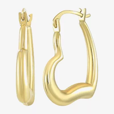 Womens 14K Gold 19mm Heart Hoop Earrings