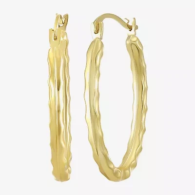 Womens 14K Gold 18mm Oval Hoop Earrings