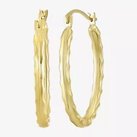 Womens 14K Gold 18mm Oval Hoop Earrings