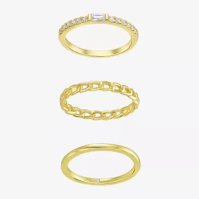 Silver Addiction Womens White Cubic Zirconia 14K Gold Over Silver Ring Set