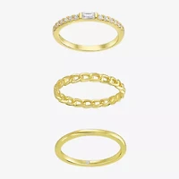 Silver Addiction Womens White Cubic Zirconia 14K Gold Over Silver Ring Set